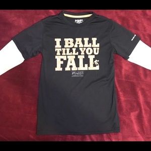 AND1 Boys Black Long Sleeve Basketball Shirt Size 6/7 Small Athletic Graphic Tee